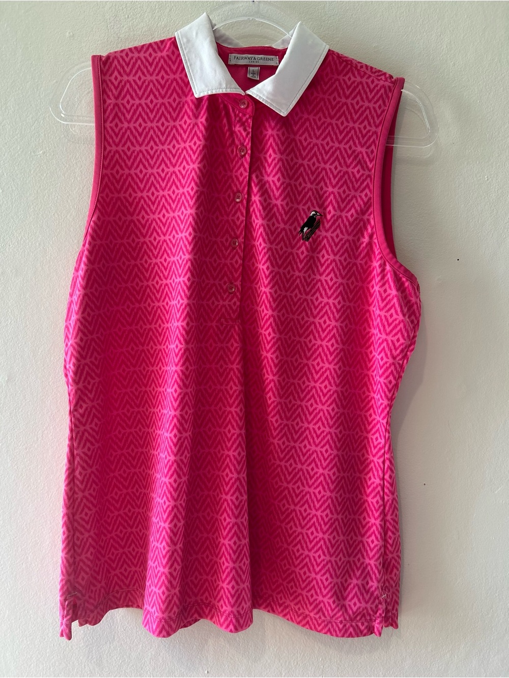 Fairway & Greene Womens Large Pink Sleeveless Golf Polo Performance Country Club
